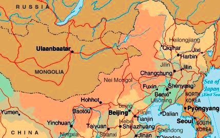 Map of major cities and regions in North China