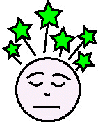 Cartoon of Pale Face with Stars...She's out cold!