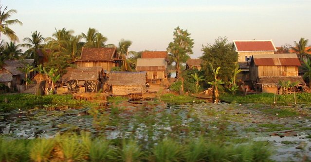 View of Rural Cambodian Village