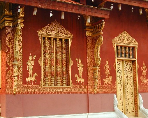 Temple Doors with Gold Leaf Figures
