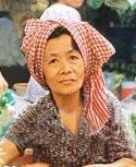 Cambodian woman with checkered krama